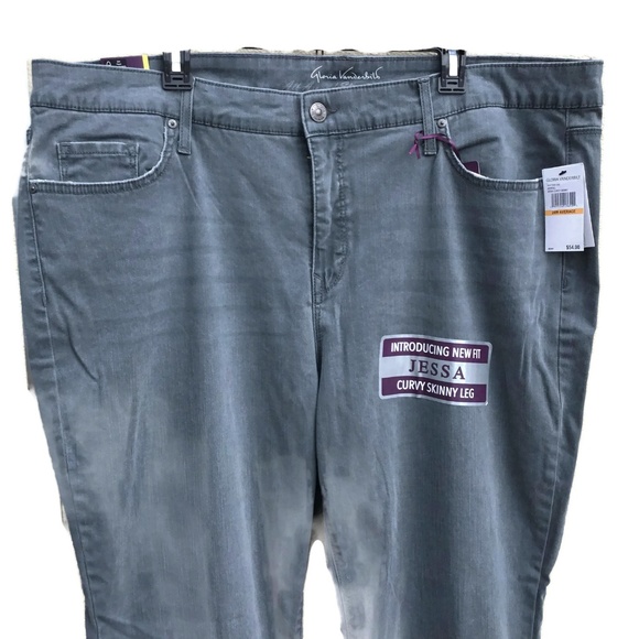 Gloria V Womens JEANS Plus 24W Gray Skinny Stretch - Picture 2 of 8